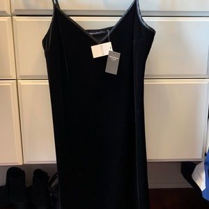 Black Crushed Velvet Tank Top Dress
